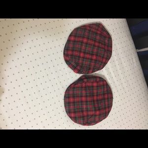 NWOT red plaid flat caps
